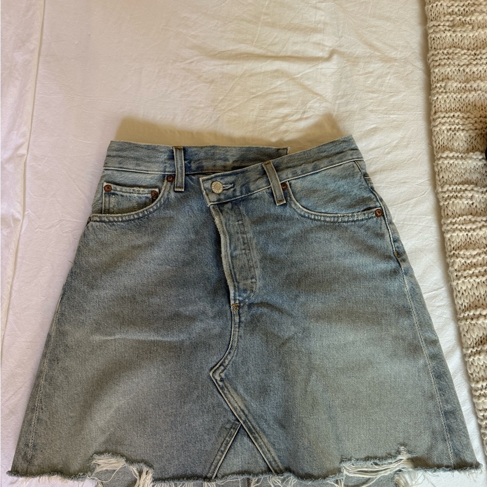Agolde Criss Cross Denim Mini Skirt